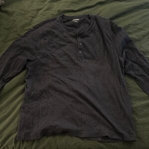 Old Navy Men's Dark Gray Henley Long Sleeve Shirt